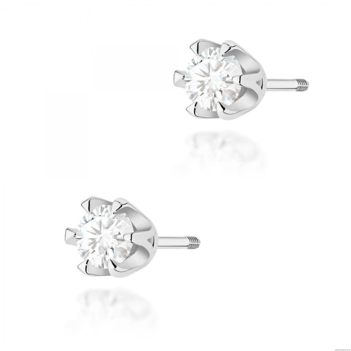 Kolczyki K0220 Diament 2 x 0,25ct białe złoto sztyft zakręcany