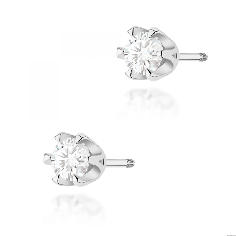 Kolczyki K0220 Diament 2 x 0,25ct białe złoto sztyft zakręcany