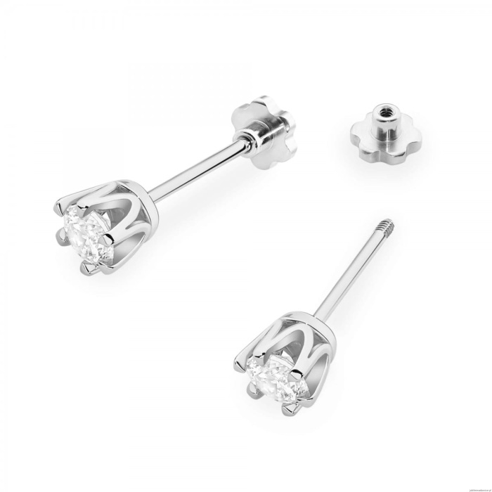 Kolczyki K0220 Diament 2 x 0,25ct białe złoto sztyft zakręcany