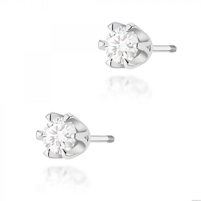 Kolczyki K0220 Diament Laboratoryjny 2 x 0,30ct białe złoto sztyft zakręcany