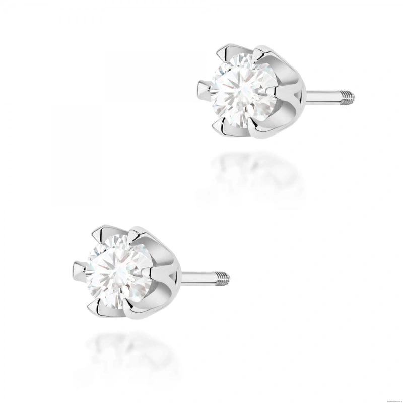 Kolczyki K0220 Diament Laboratoryjny 2 x 0,30ct białe złoto sztyft zakręcany