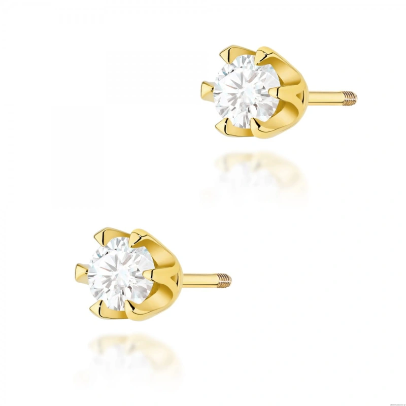 Kolczyki K0220 Diament 2 x 0,25ct żółte złoto sztyft zakręcany