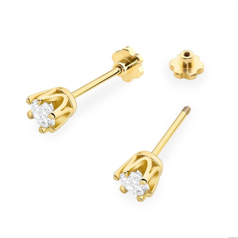 Kolczyki K0220 Diament Laboratoryjny 2 x 0,30ct żółte złoto sztyft zakręcany
