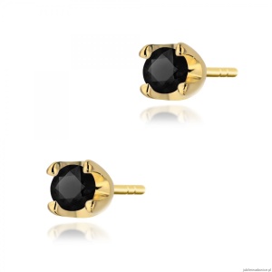 Kolczyki K0034 czarny diament 2 x 0,12ct żółte złoto