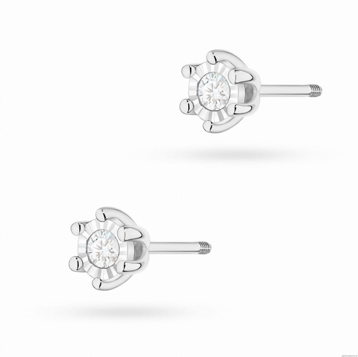 Kolczyki K0222BT Diament 2 x 0,08ct białe złoto sztyft zakręcany