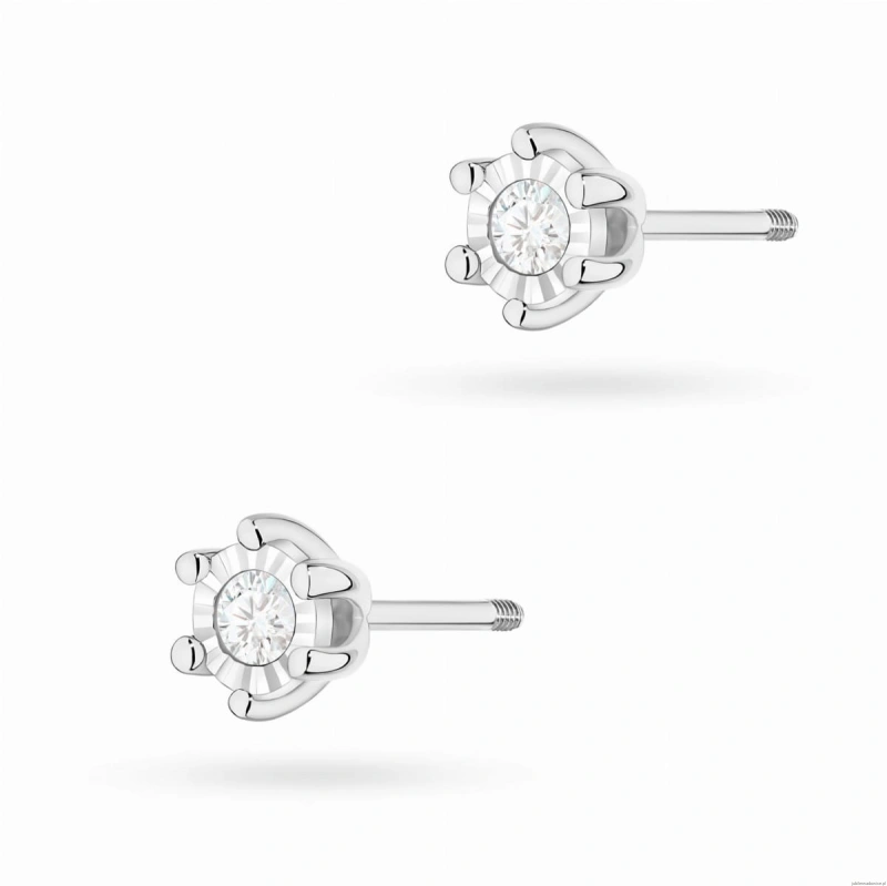 Kolczyki K0222BT Diament 2 x 0,08ct białe złoto sztyft zakręcany