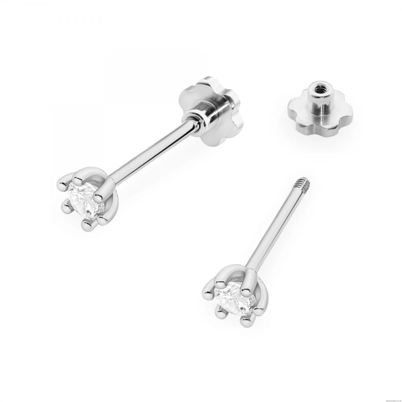 Kolczyki K0222 Diament Laboratoryjny 2 x 0,10ct białe złoto sztyft zakręcany