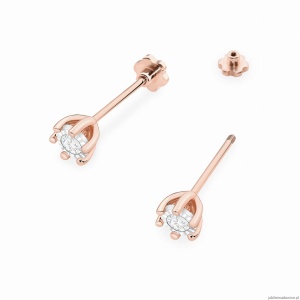 Kolczyki K0222BT Diament 2 x 0,08ct różowe złoto sztyft zakręcany