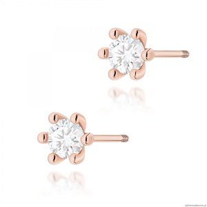 Kolczyki K0222 Diament Laboratoryjny 2 x 0,30ct różowe złoto sztyft zakręcany