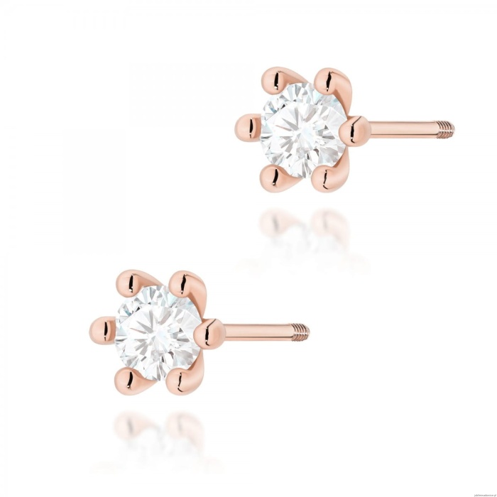 Kolczyki K0222 Diament Laboratoryjny 2 x 0,30ct różowe złoto sztyft zakręcany