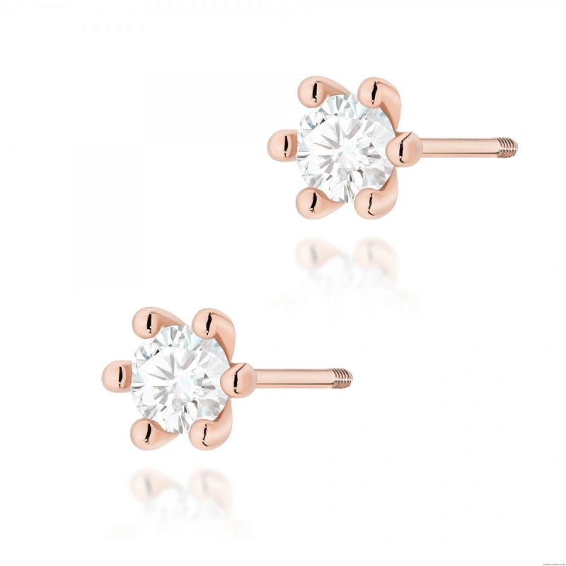 Kolczyki K0222 Diament Laboratoryjny 2 x 0,30ct różowe złoto sztyft zakręcany