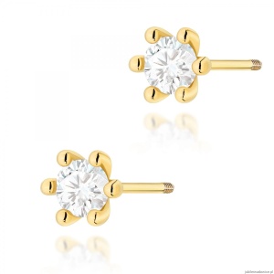 Kolczyki K0222 Diament Laboratoryjny 2 x 0,30ct żółte złoto sztyft zakręcany