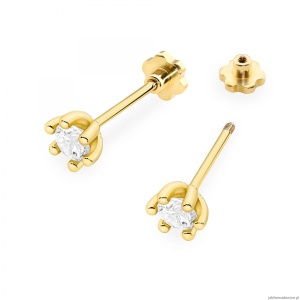 Kolczyki K0222 Diament Laboratoryjny 2 x 0,30ct żółte złoto sztyft zakręcany