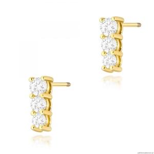 Kolczyki K0511 z diamentami żółte złoto sztyft zakręcany