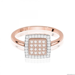 Pierścionek W0574 z diamentami różowe złoto