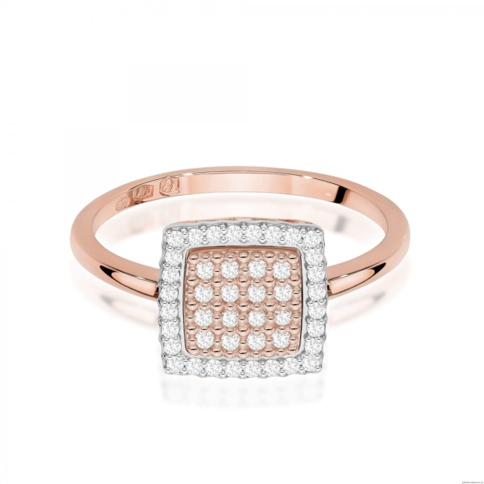 Pierścionek W0574 z diamentami różowe złoto