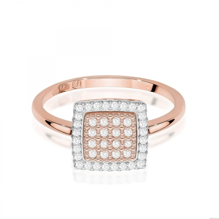 Pierścionek W0574 z diamentami różowe złoto