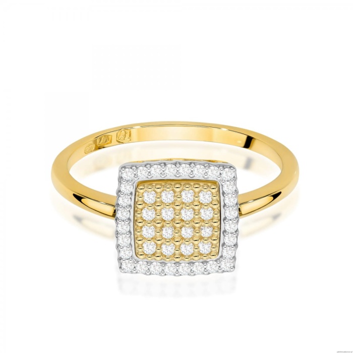 Pierścionek W0574 z diamentami żółte złoto