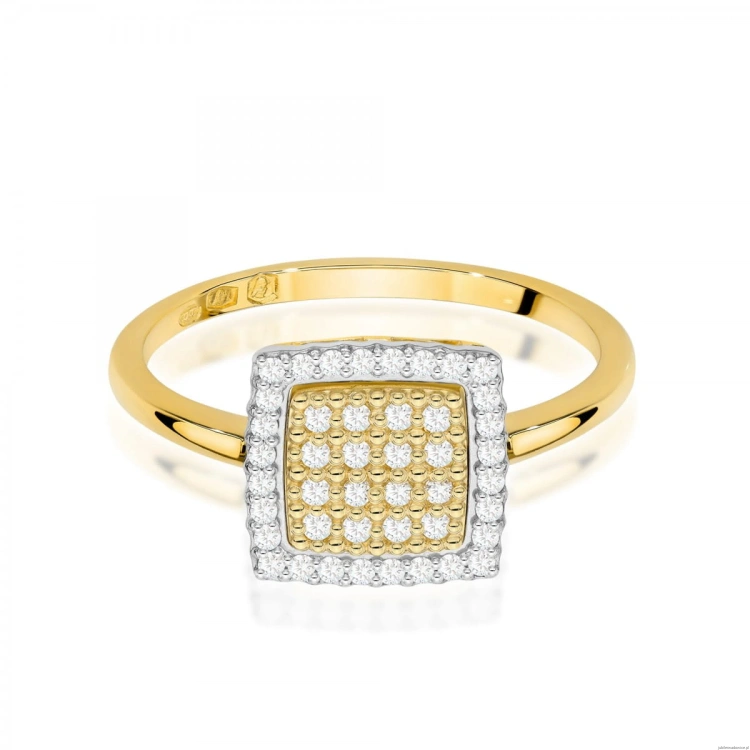 Pierścionek W0574 z diamentami żółte złoto