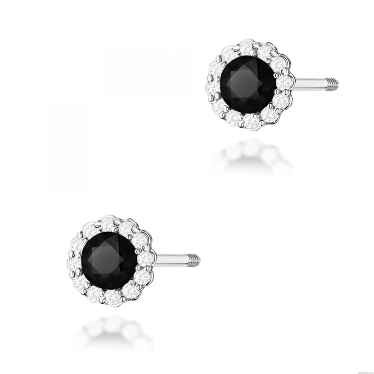 Kolczyki K0510 Czarny Diament 2 x 0,50ct białe złoto sztyft zakręcany
