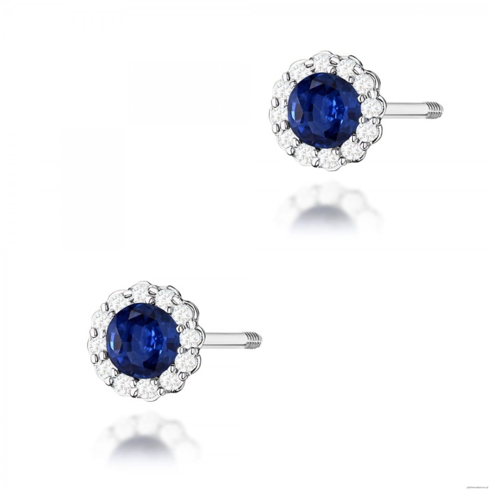Kolczyki K0510 Szafir 2 x 0,50ct białe złoto sztyft zakręcany