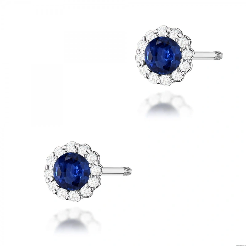 Kolczyki K0510 Szafir 2 x 0,50ct białe złoto sztyft zakręcany