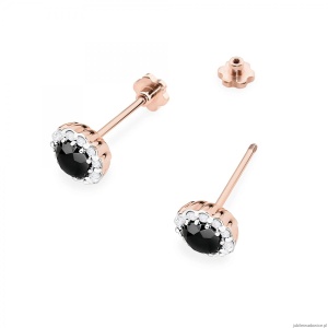 Kolczyki K0510 Czarny Diament 2 x 0,50ct różowe złoto sztyft zakręcany