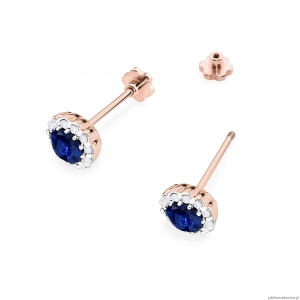 Kolczyki K0510 Szafir 2 x 0,50ct różowe złoto sztyft zakręcany