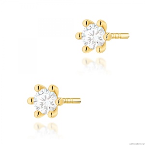Kolczyki K0222 Diament Laboratoryjny 2 x 0,15ct żółte złoto