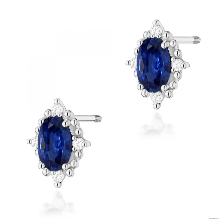 Kolczyki K0512 Szafir 2 x 0,30ct białe złoto sztyft zakręcany