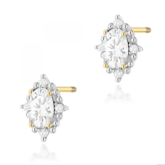 Kolczyki K0512 Diament Laboratoryjny 2 x 0,25ct żółte złoto sztyft zakręcany