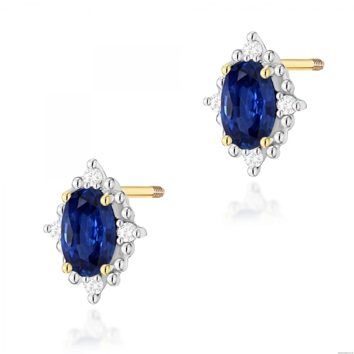 Kolczyki K0512 Szafir 2 x 0,30ct żółte złoto sztyft zakręcany