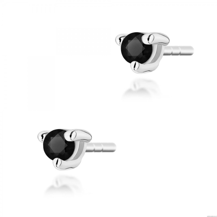 Kolczyki K0035 Czarny Diament 2 x 0,04ct białe złoto