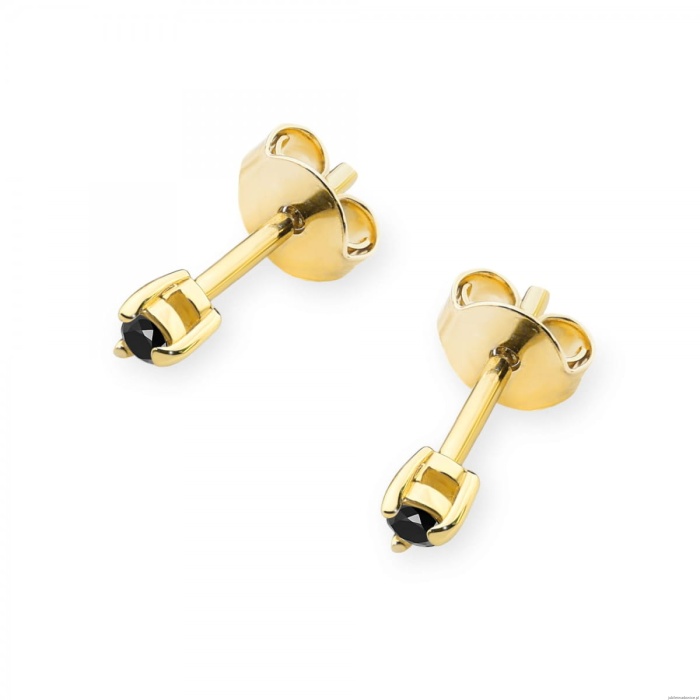 Kolczyki K0035 Czarny Diament 2 x 0,04ct żółte złoto