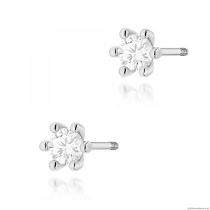 Kolczyki K0222 Diament Laboratoryjny 2 x 0,15ct białe złoto sztyft zakręcany