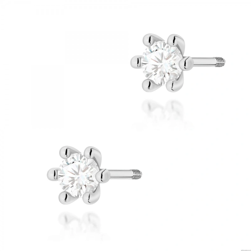 Kolczyki K0222 Diament Laboratoryjny 2 x 0,15ct białe złoto sztyft zakręcany
