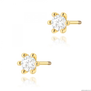 Kolczyki K0222 Diament Laboratoryjny 2 x 0,15ct żółte złoto sztyft zakręcany