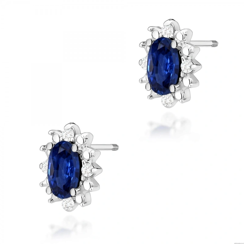 Kolczyki K0513 Szafir 2 x 0,30ct białe złoto sztyft zakręcany