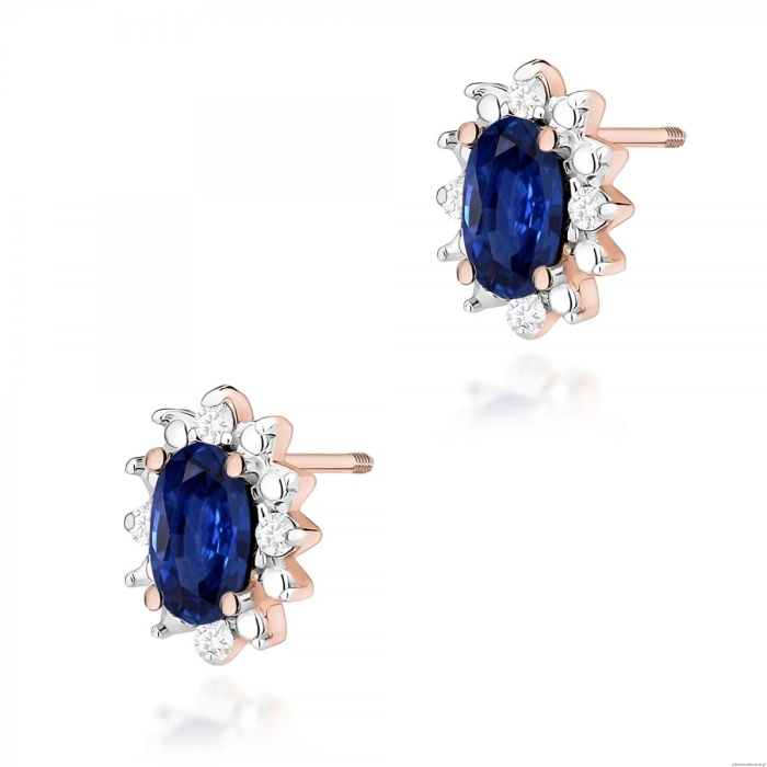 Kolczyki K0513 Szafir 2 x 0,30ct różowe złoto sztyft zakręcany