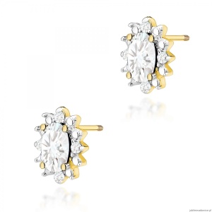 Kolczyki K0513 Diament Laboratoryjny 2 x 0,25ct żółte złoto sztyft zakręcany