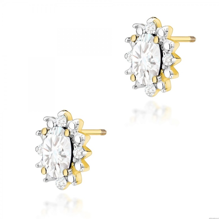 Kolczyki K0513 Diament Laboratoryjny 2 x 0,25ct żółte złoto sztyft zakręcany