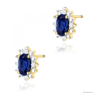 Kolczyki K0513 Szafir 2 x 0,30ct żółte złoto sztyft zakręcany