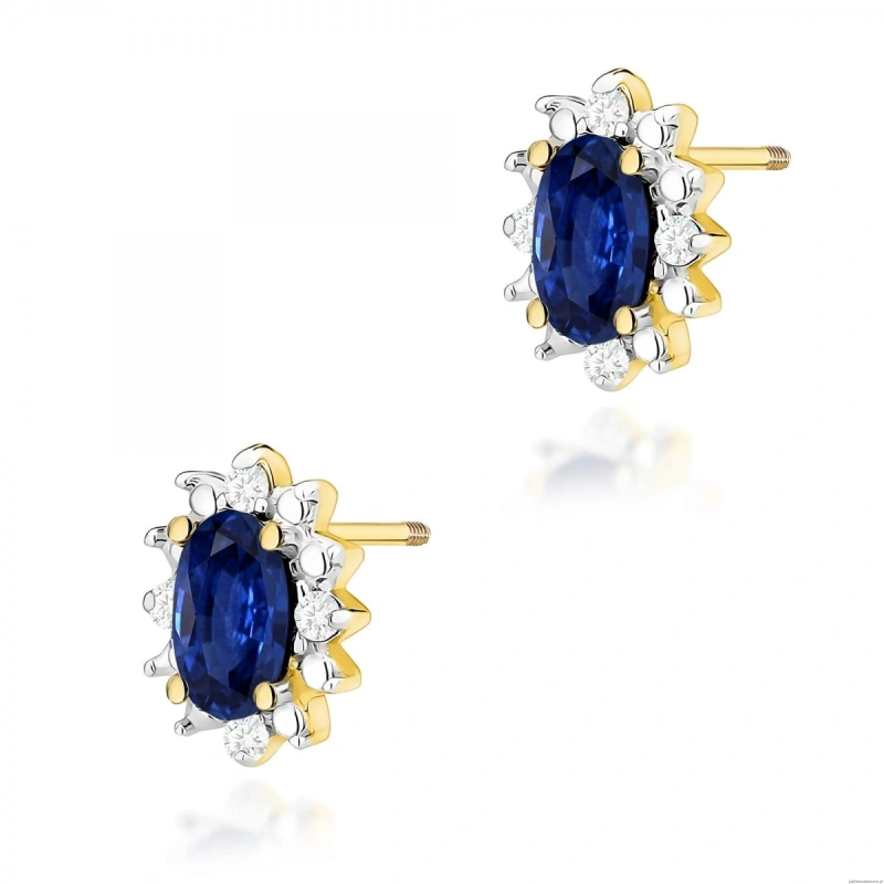 Kolczyki K0513 Szafir 2 x 0,30ct żółte złoto sztyft zakręcany