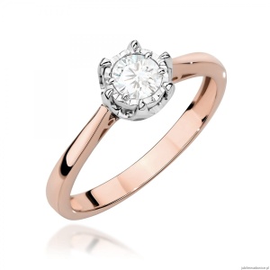 Pierścionek W0605 Diament Laboratoryjny 0,25ct różowe złoto