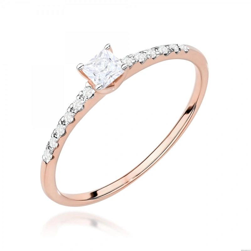 Pierścionek W0588 Diament Laboratoryjny 0,15ct różowe złoto