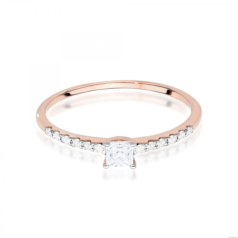 Pierścionek W0588 Diament Laboratoryjny 0,15ct różowe złoto