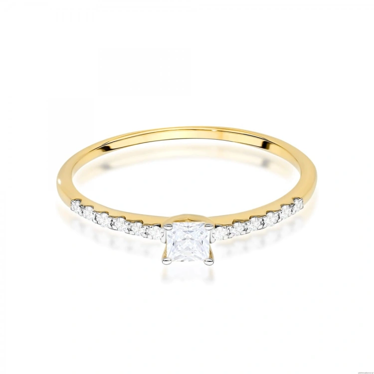 Pierścionek W0588 Diament Laboratoryjny 0,15ct żółte złoto