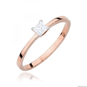 Pierścionek W0586 Diament Laboratoryjny 0,15ct różowe złoto