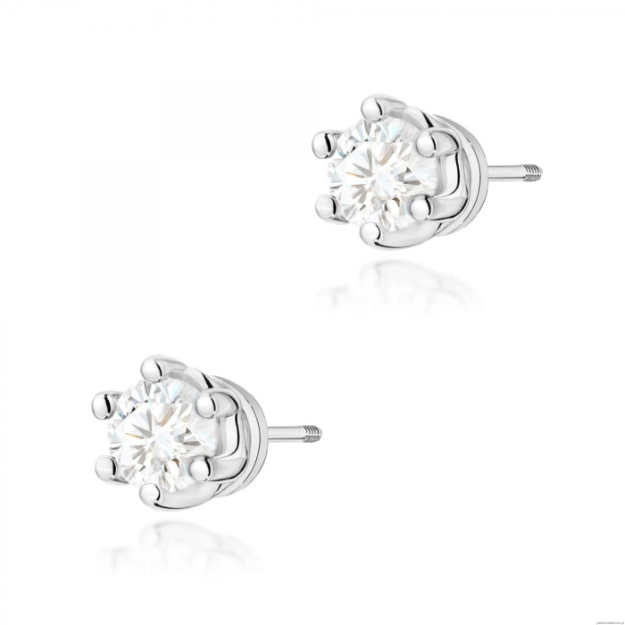 Kolczyki K0068 Diament Laboratoryjny 2 x 0,15ct białe złoto sztyft zakręcany