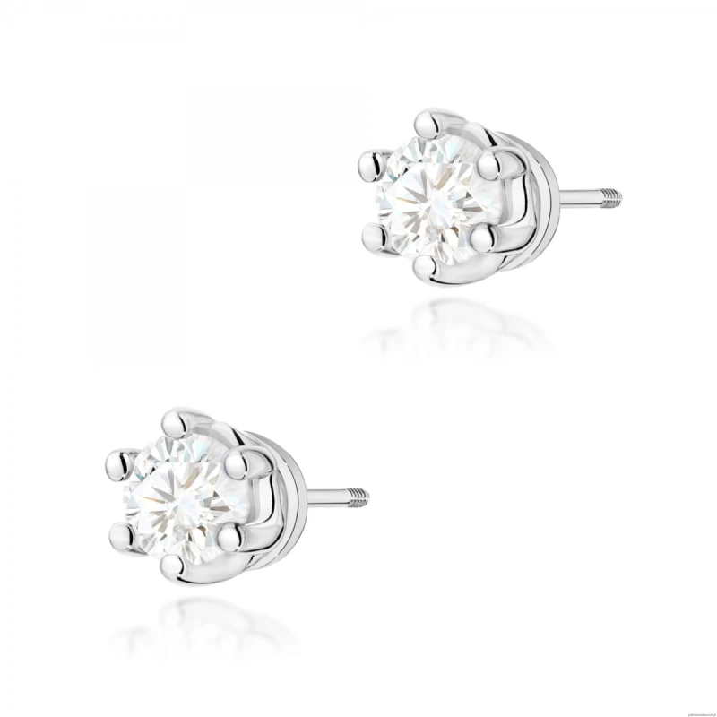 Kolczyki K0068 Diament Laboratoryjny 2 x 0,15ct białe złoto sztyft zakręcany